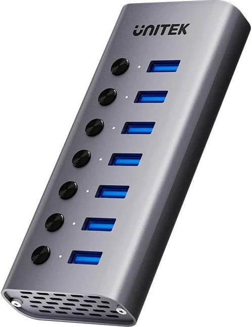 Hub USB-A 3.0 Unitek H1314A01-EU, 7 porte, Gri