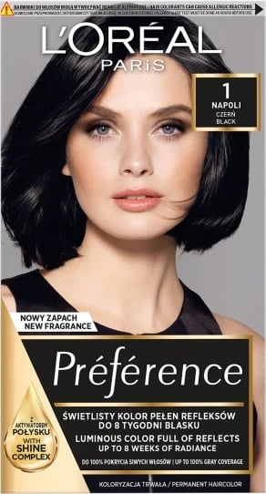 Ngjyrë për flokë për femra L'Oreal Paris Preference 1 Napoli Black, 1 copë