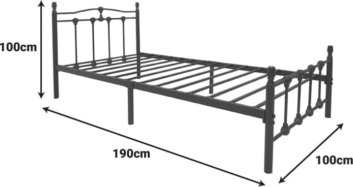 Krevat metalik Wotso, ngjyrë e zezë, 90x190cm