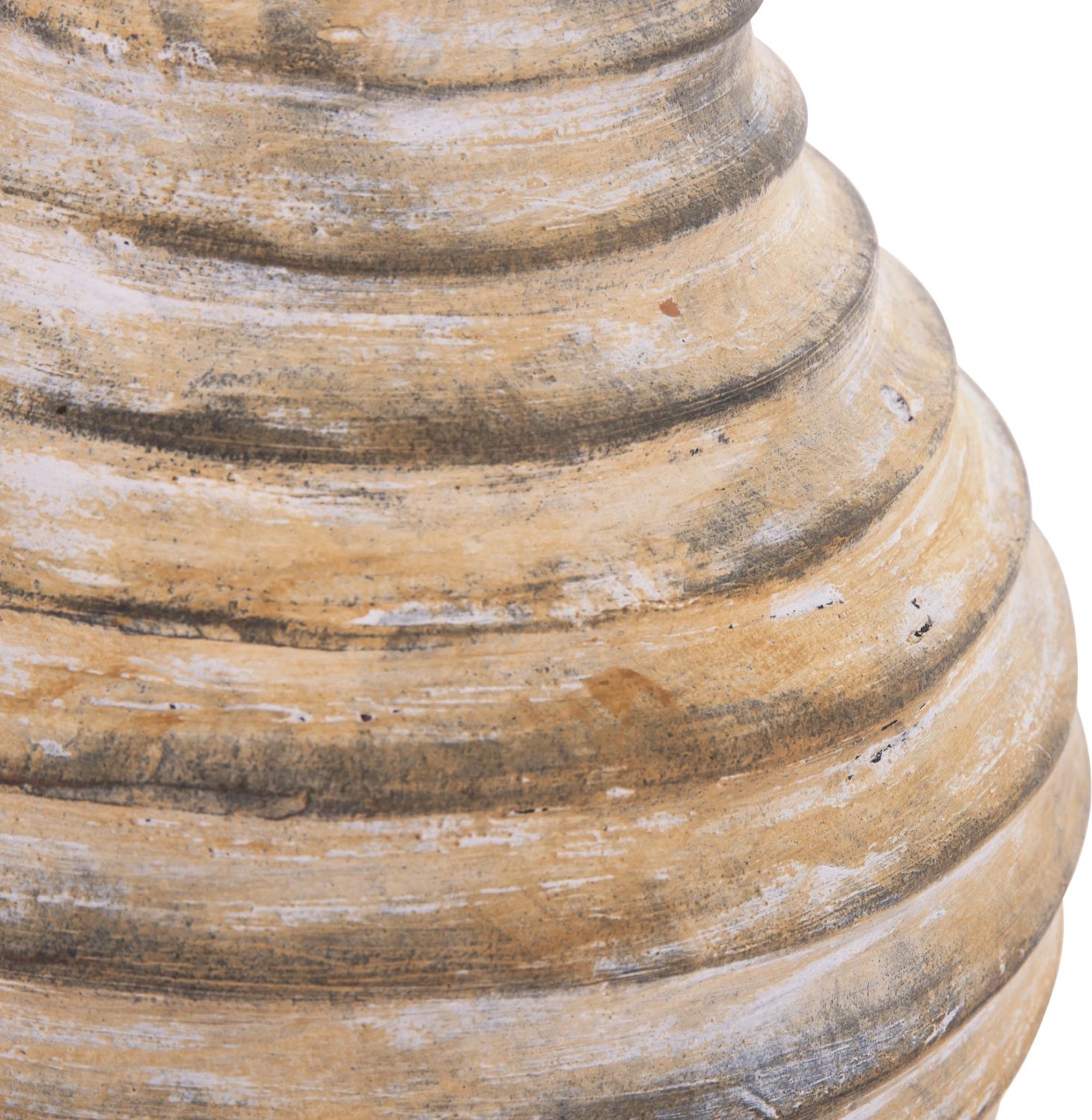 Vazo dekorative tavoline, terrakotë, ngjyrë bezhë e furçuar, VERMO FH4401, 27x30cm