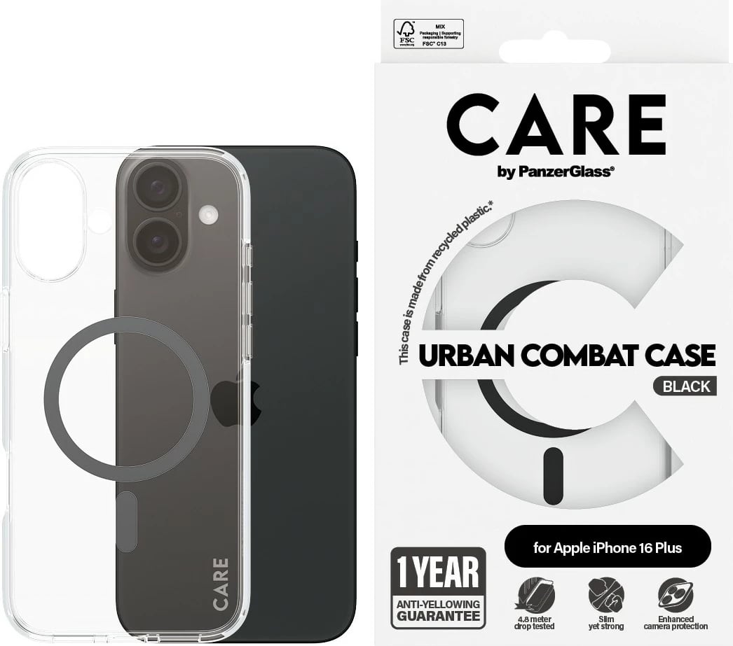 Mbështjellës PanzerGlass CARE Case Flagship MagSAFE për iPhone 16 Plus, transparent