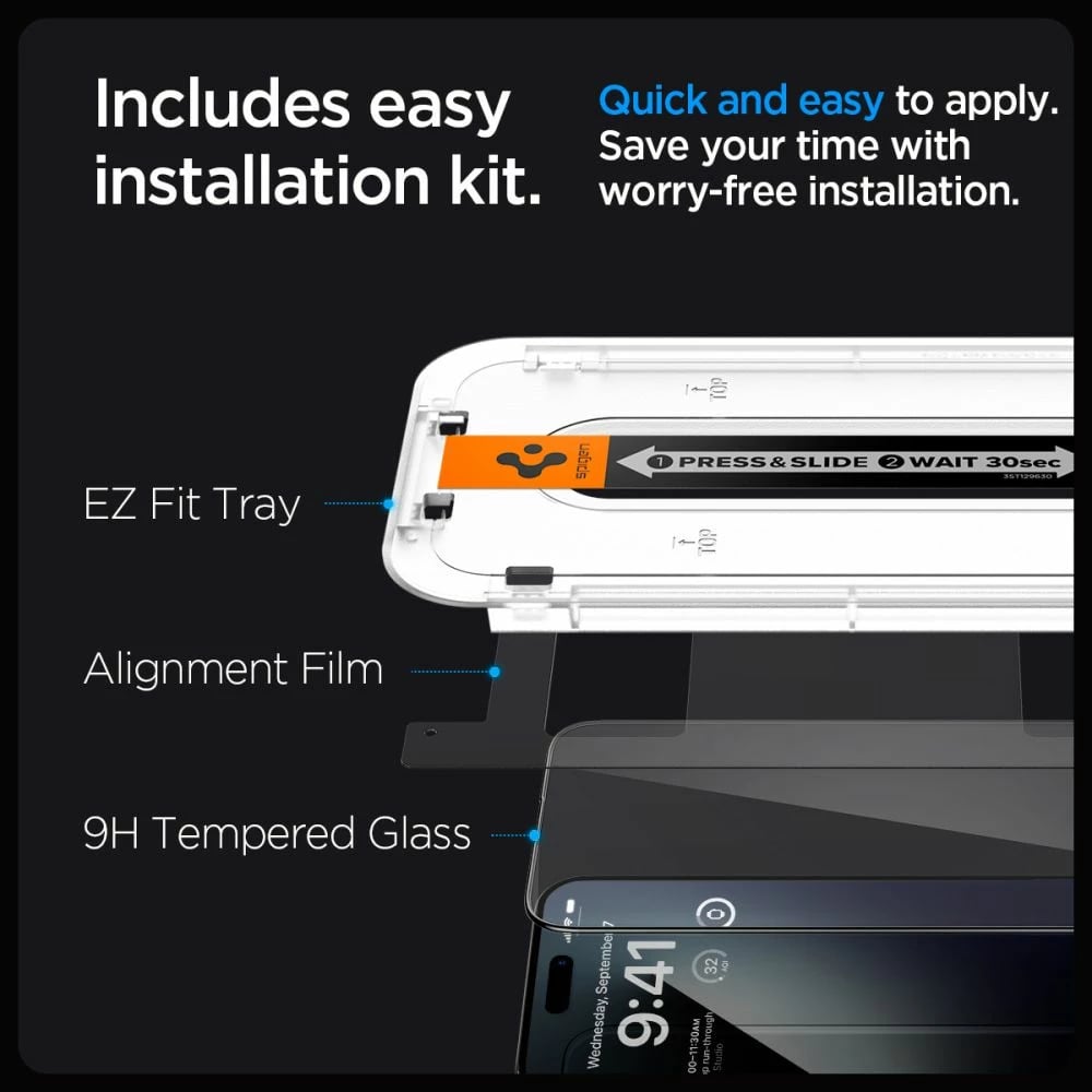 Xham mbrojtës Spigen Glas.tR EZ Fit FC për iPhone 15 Pro Max, i zi