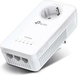 Zgjerues Wi‑Fi Powerline me prizë kaluese, TP-Link TL-WPA8631P, AV1300 Gigabit, AC1200 Dual-Band, 3x Gigabit Ethernet, OneMesh, i bardhë