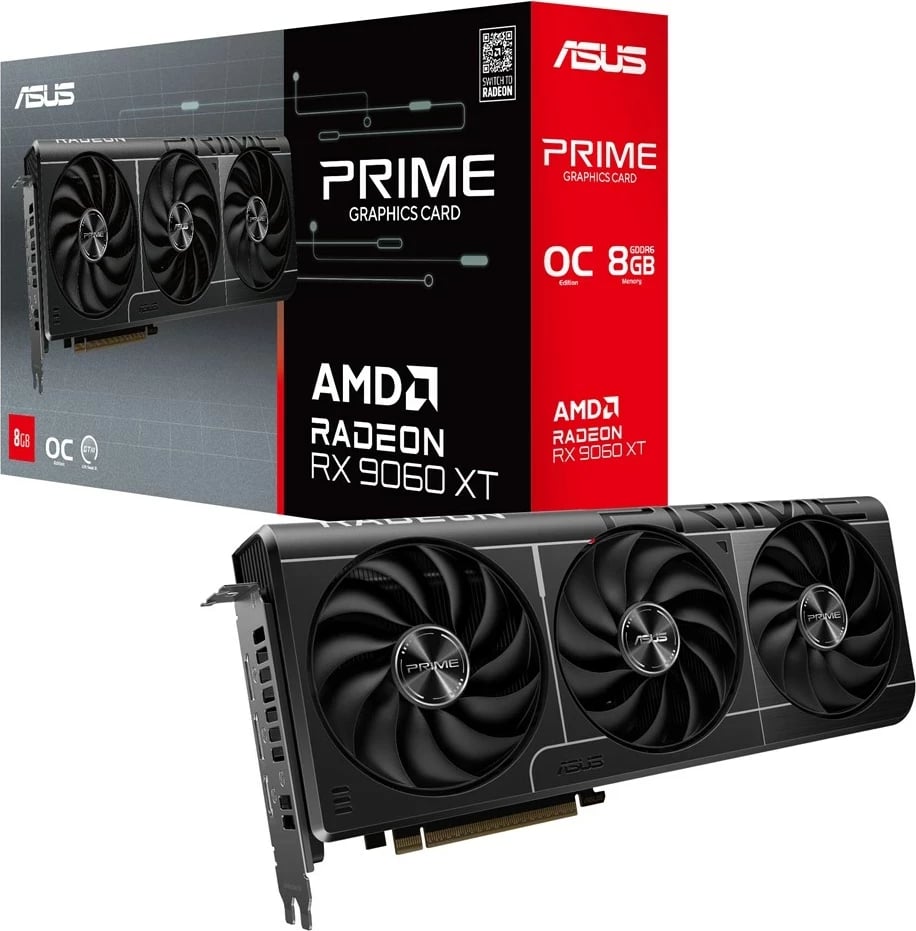 Kartelë grafike ASUS Prime RX9060XT-O8G, 8 GB GDDR6, e zezë