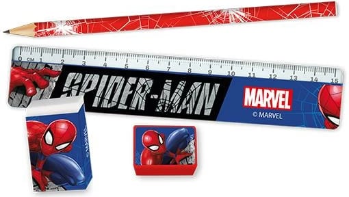 Set shkollor EUROSWAN Spiderman me laps, fshirëse, mprehëse, bllok dhe vizore
