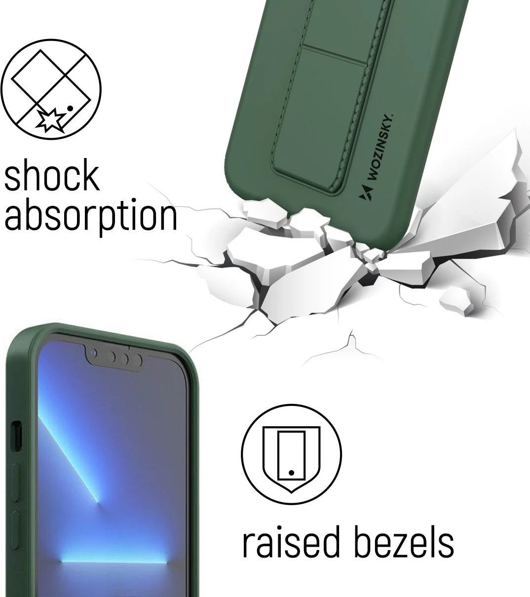 Mbështjellës Wozinsky Kickstand Case për iPhone 11 Pro Max, silikon, blu e errët
