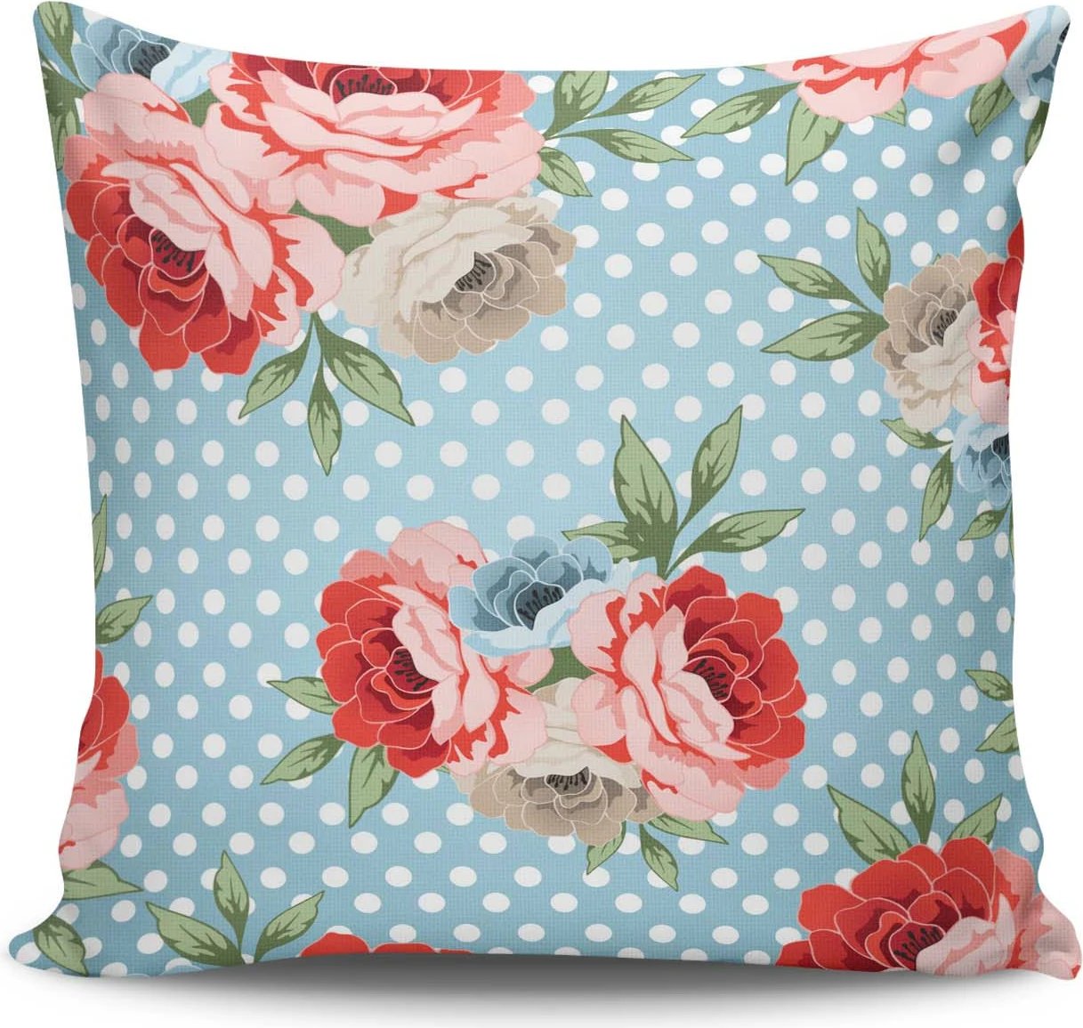 Jastëk dekorativ, mbulesë me lule, shumëngjyrëshe, NKRLNT-043, pa mbushje