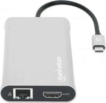 Docking station MANHATTAN 12-in-1, 3x HDMI, 4x USB, USB-C, DP, RJ45, gri