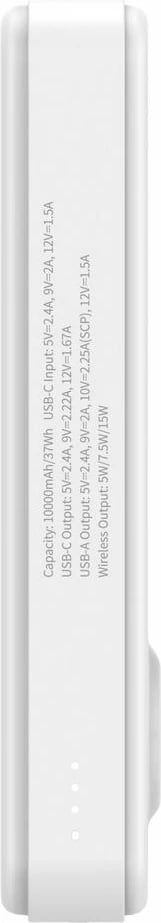 Powerbank Wozinsky WLWP-10KA0Y3WS, 10000 mAh, Qi2, MagSafe, me mbajtëse, Bardhë Powerbank Wozinsky WLWP-10KA0Y3WS, 10000 mAh, Qi2, MagSafe, me mbajtëse, Bardhë