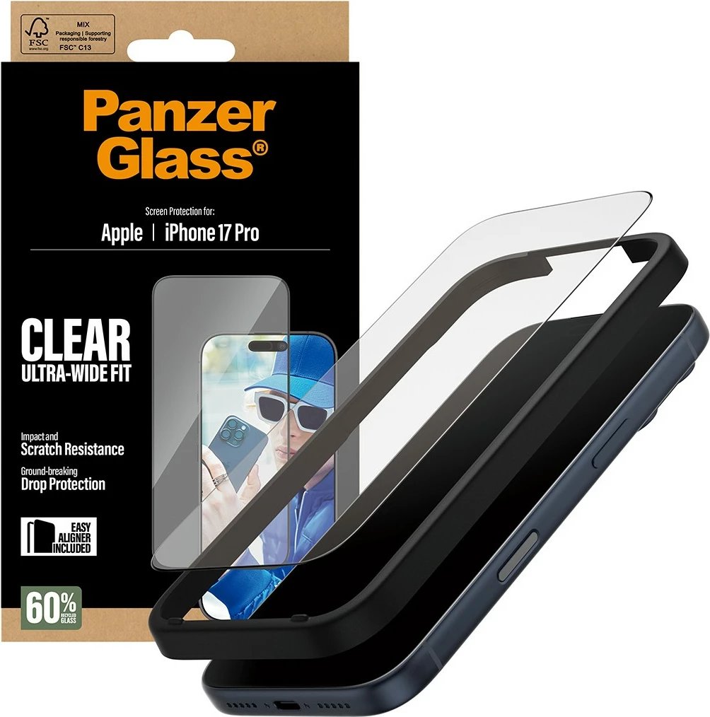 Mbrojtës xhami PanzerGlass për iPhone 17 Pro, UWF