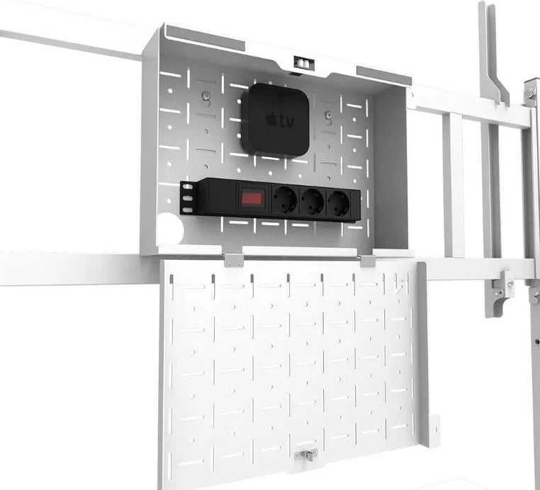 Stendë/karrocë mobile TV/monitor Neomounts MOVE Go XL FL50-575WH1, për 65-110", 125 kg, rregullim lartësie, rafte pajisjesh, e bardhë