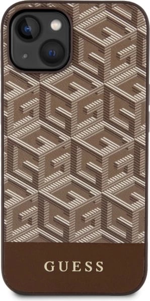 Mbështjellës Guess GCube Stripes MagSafe për iPhone 14 Plus 6.7", kafe