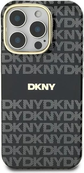 Mbështjellës DKNY Repeat Texture Pattern With Stripe për iPhone 16 Pro Max, zi