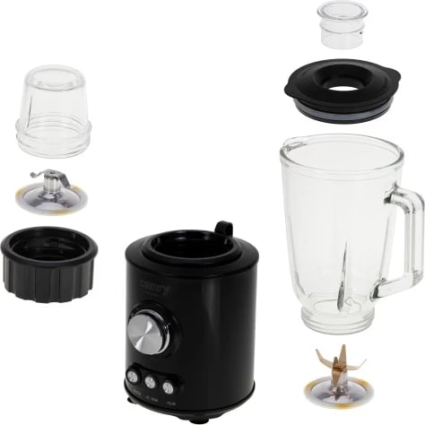 Blender tavoline, Camry CR 4088, enë qelqi 1.5L, tehe çelik inox të veshura me titan (6 skaje), 800W max 1800W, 2 shpejtësi 3 programe, me grirës qelqi 300ml, piano black Blender tavoline, Camry CR 4088, enë qelqi 1.5L, tehe çelik inox të veshura me titan (6 skaje), 800W max 1800W, 2 shpejtësi 3 programe, me grirës qelqi 300ml, piano black