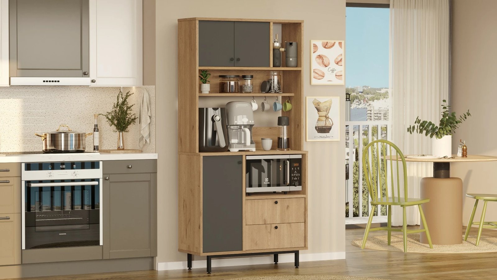 Dollap multifunksional, ngjyrë lis dhe antracit, Skye Decor, RE4-SA