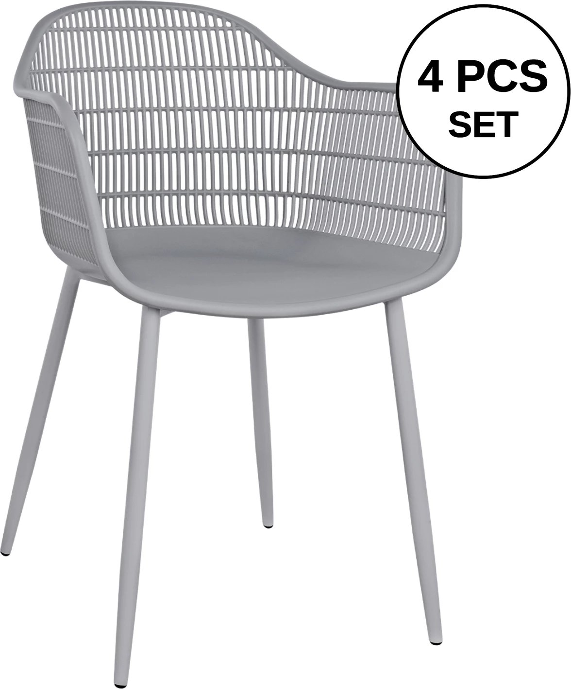 Karrige me krahë Hadi polipropileni gri 61x57x85cm FH8511.10, set prej 4 copë