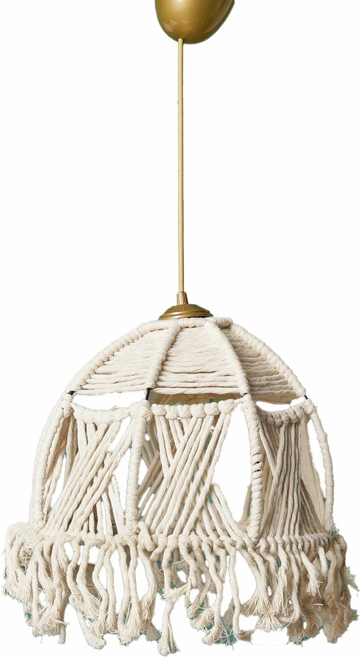 Llambë tavani Opviq, Blanno, trup metalik, kapak makrame, e bardhë Llambë tavani Opviq, Blanno, trup metalik, kapak makrame, e bardhë