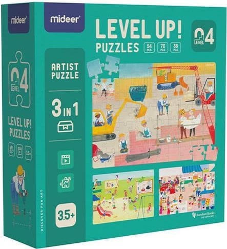 Puzzle Mideer Level Up 3 në 1, Artist, 54-88 pjesë