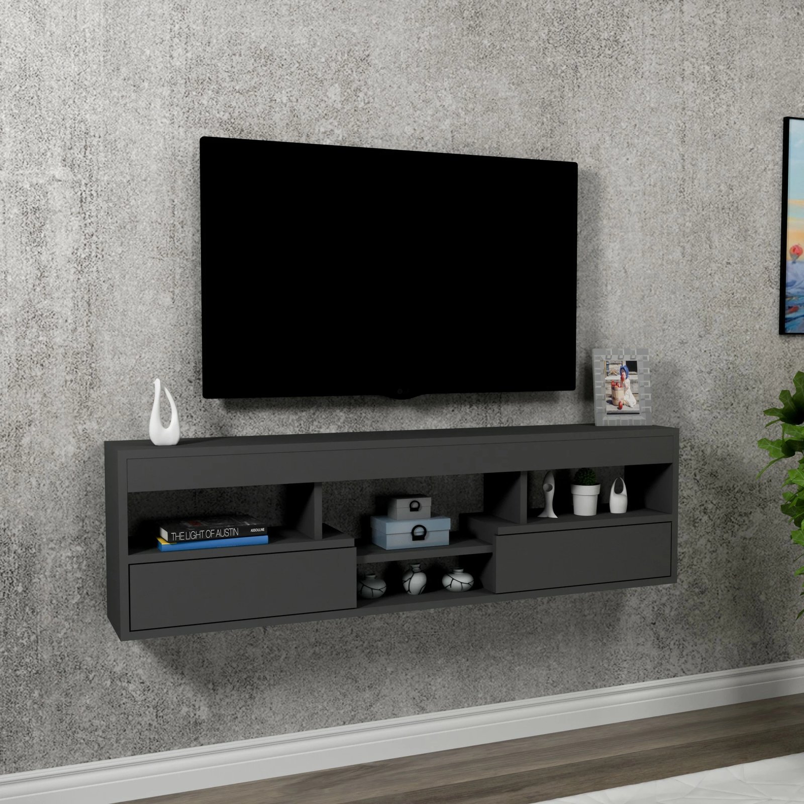 Komodë televizori Hanah Home, Lisa, ngjyrë antracit