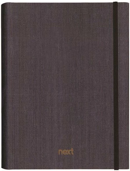 Bllok shënimesh Next me spirale të fshehur, 17x25cm, 5 lëndë, 175 faqe, Gri e errët me elastik