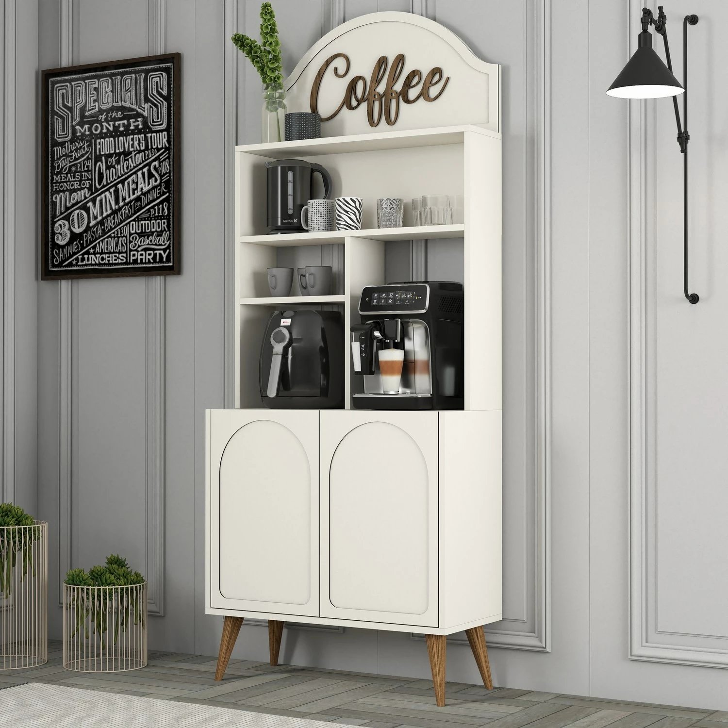 Dollap për kafe, Hanah Home, Lyon 80, krem dhe arre