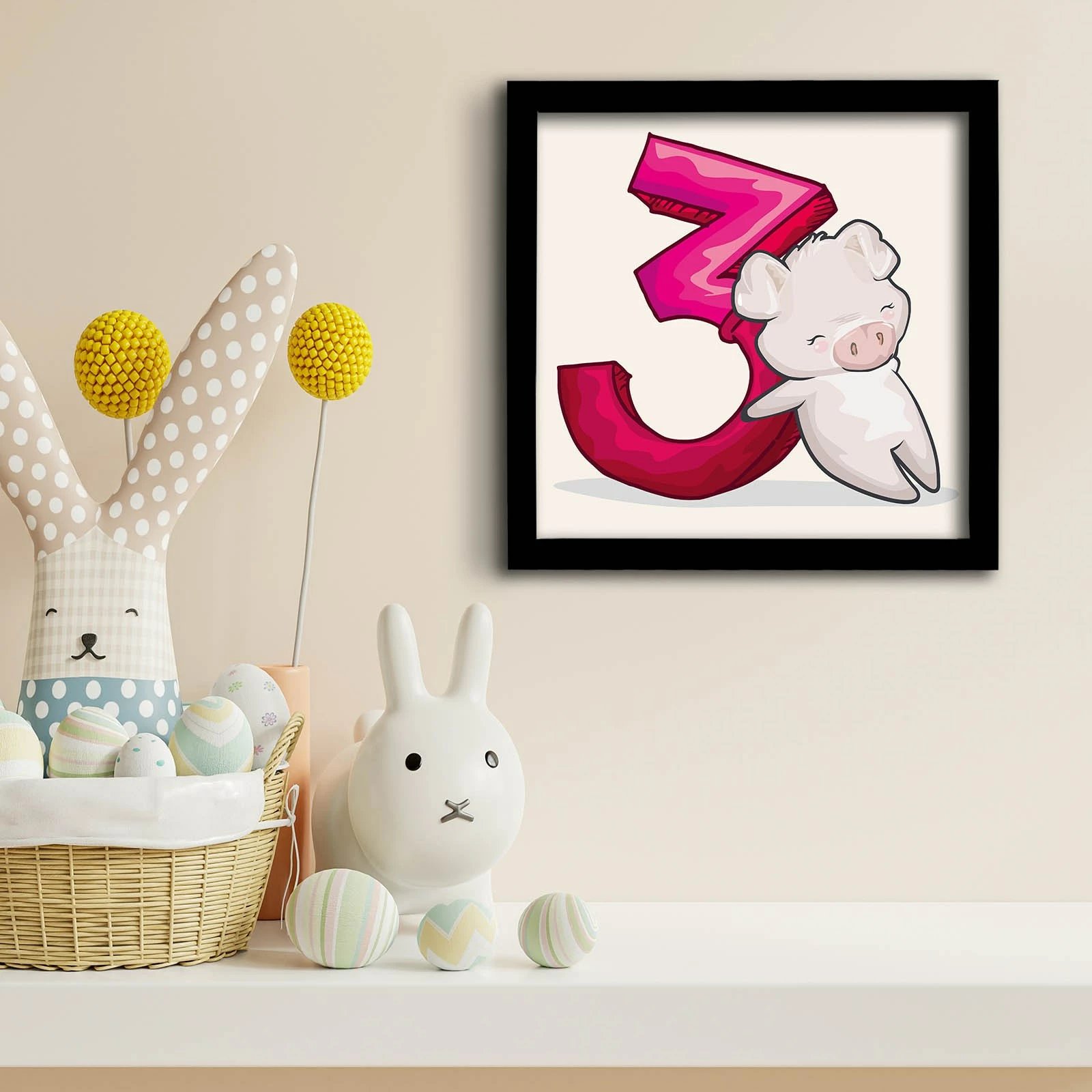 Pikturë dekorative me kornizë MDF, Wallity, 3333SCT-004, rozë dhe e bardhë, 33x33cm