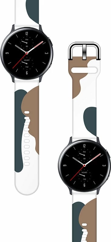 Rrip silikoni për smartwatch Hurtel Strap Moro Band për Samsung Galaxy Watch 46mm, model kamuflazh, Kafe/Vjollcë/Bardhë