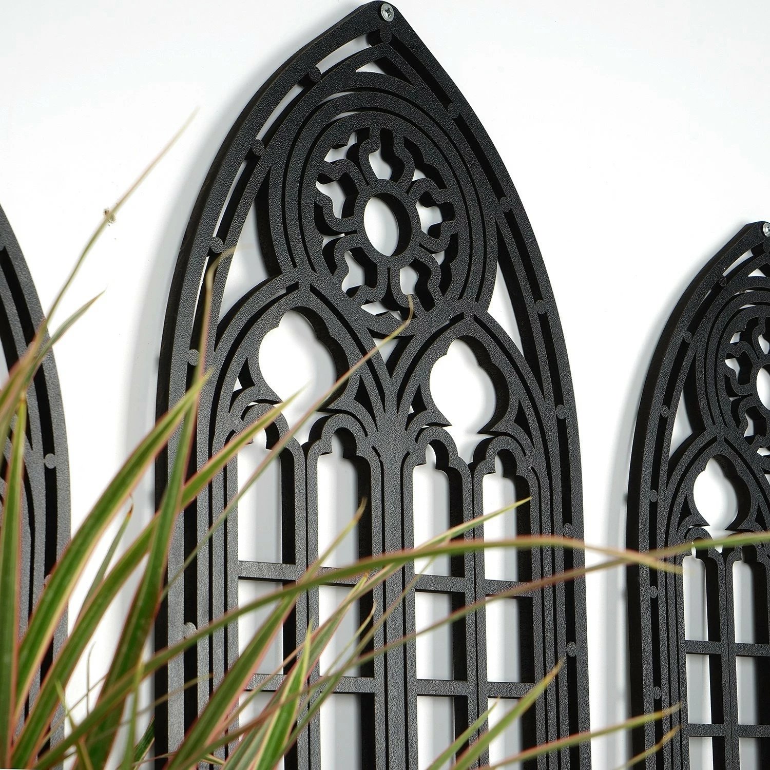 Aksesor dekorativ prej druri për mur, Wallity, CRY020, set prej 3 copësh, ngjyrë e zezë