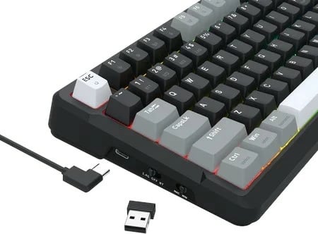 Tastierë mekanike Redragon ARLOKKS QMK K742, 96%, RGB, wireless/wired, anglisht, e zezë