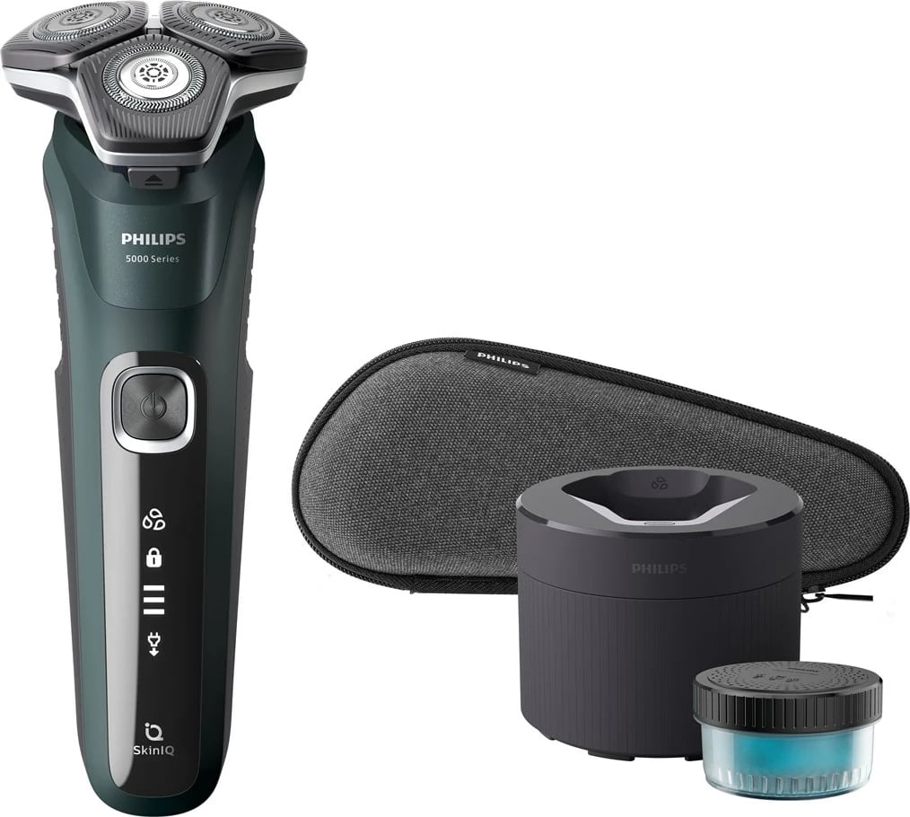 Makinë rroje Philips SHAVER Series 5000 S5884/50, Trimmer, E zezë, Jeshile