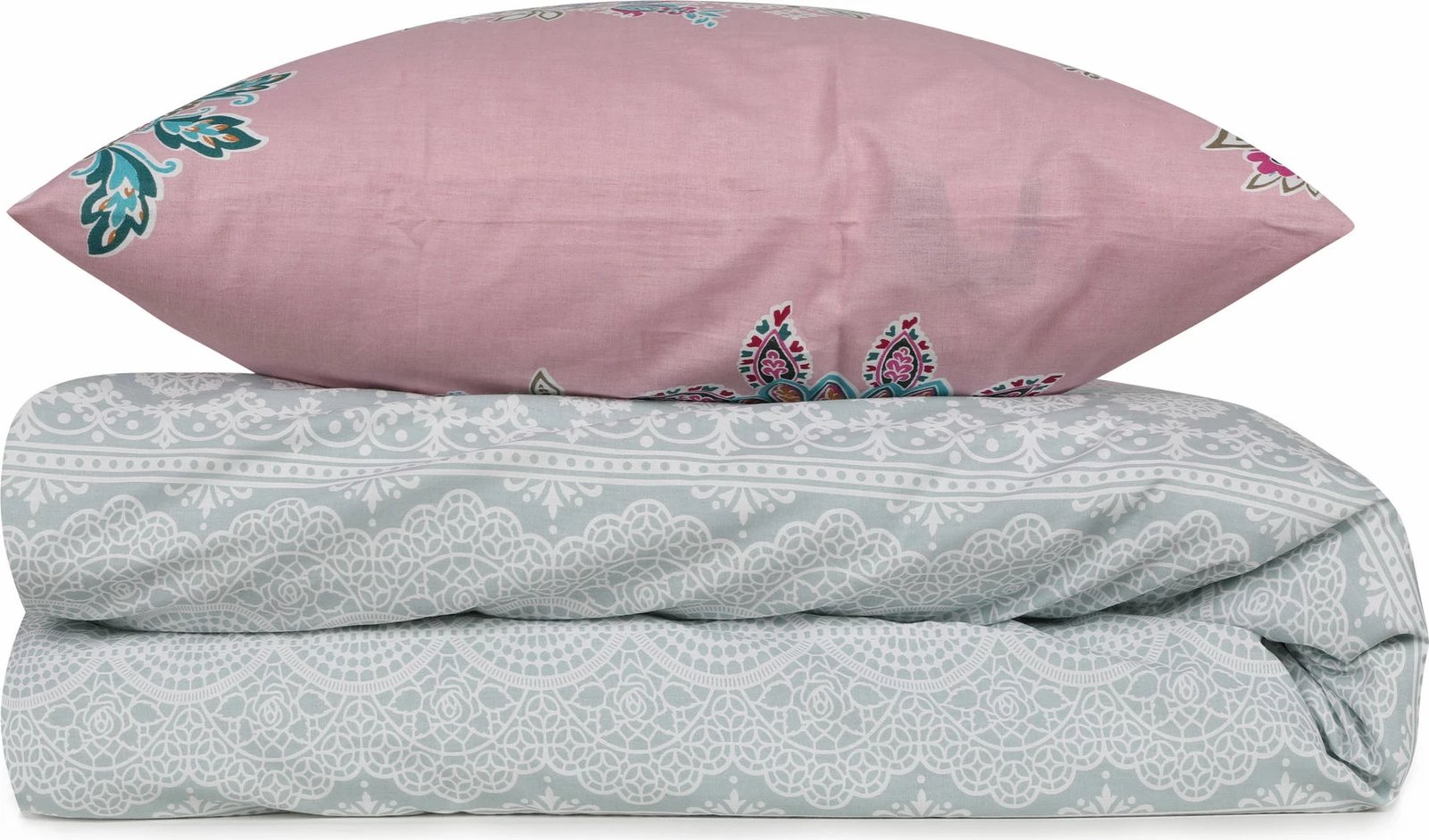 Set mbulesë për jorgan King, L'essentiel, Azra, ngjyrë gri, rozë dhe kaltër (3 pjesë)