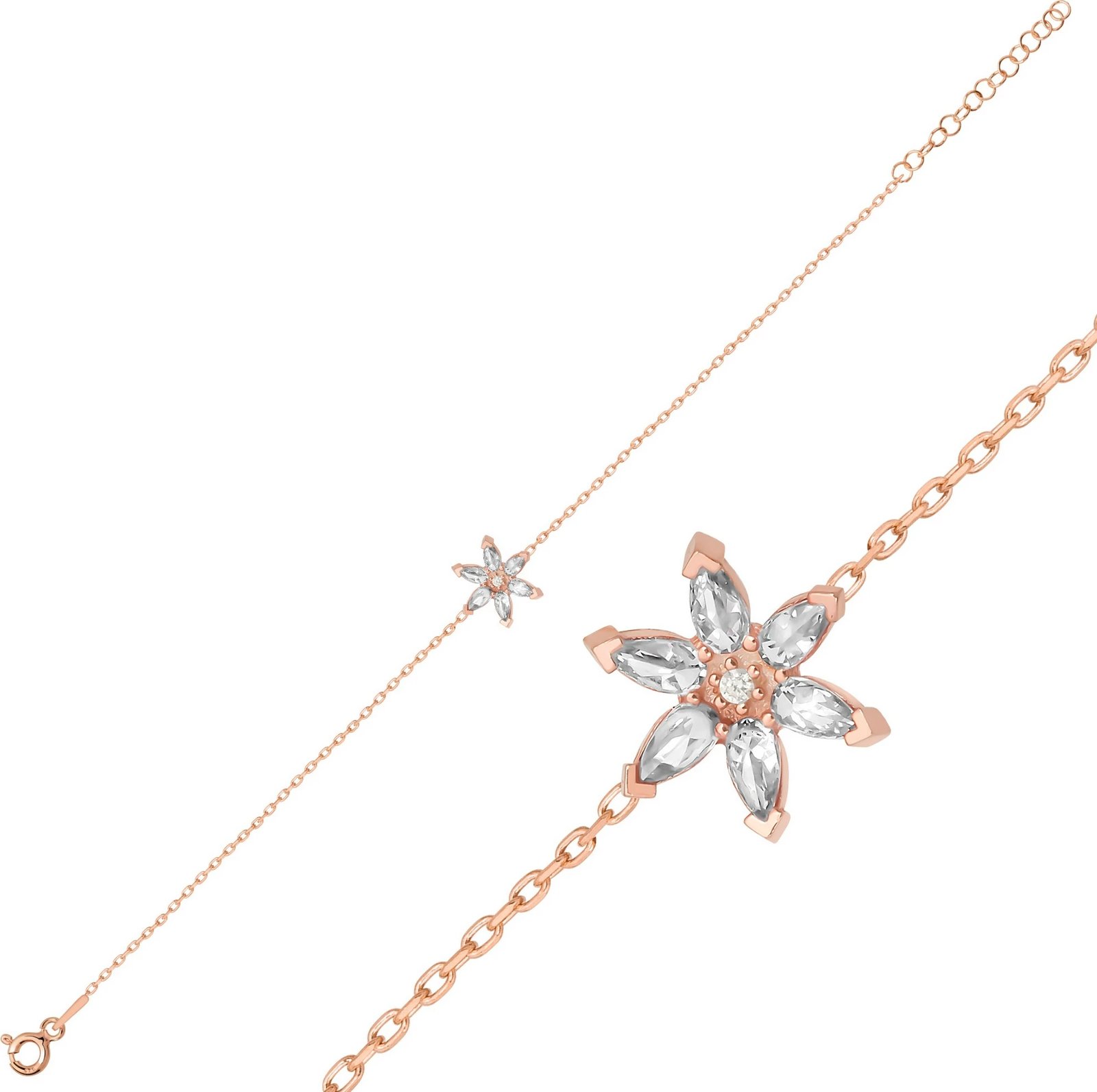 Byzylyk argjendi Jumeon, ngjyrë rozë e artë dhe e bardhë, NRZ99765