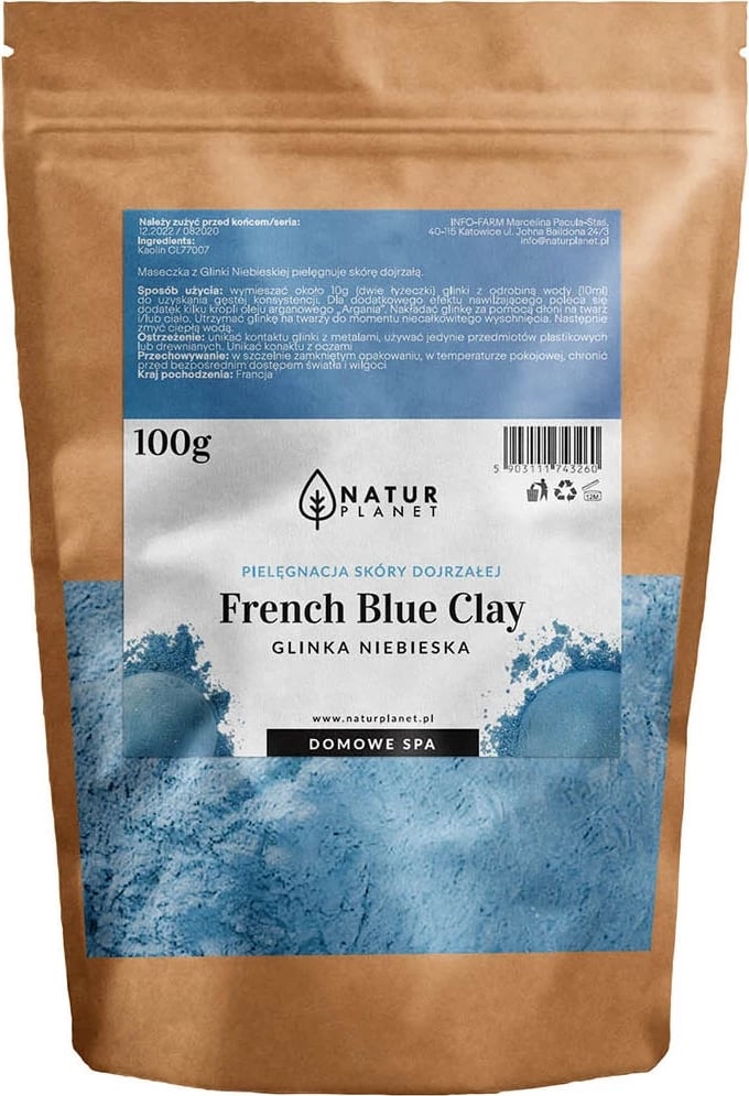 Maskë fytyre dhe trupi për femra Natur Planet Glinka Blue 100g
