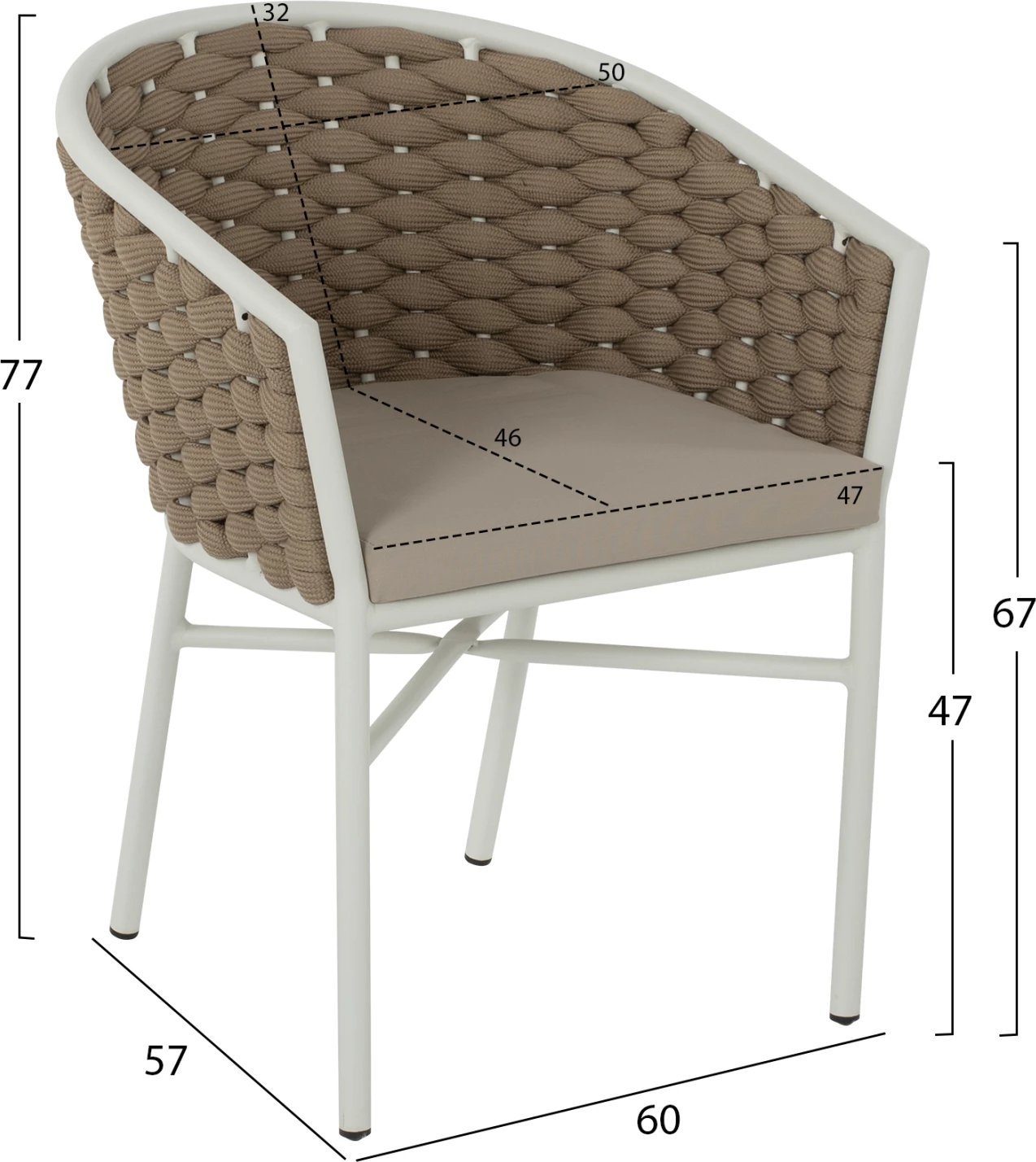 Karrige alumini FH5859.02, e bardhë dhe beixh me litar shkumë