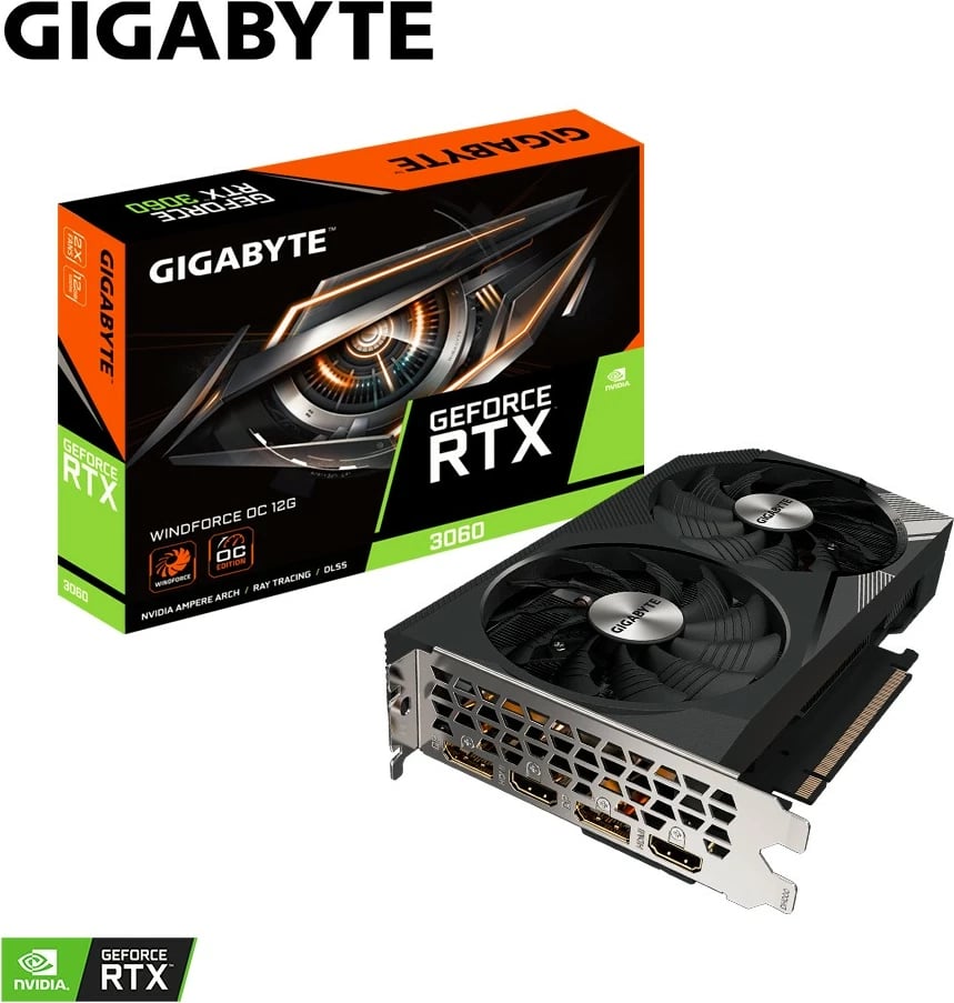 Kartelë grafike Gigabyte GeForce RTX 3060 Windforce OC 2.0, 12GB GDDR6, PCI-E 4.0, e zezë