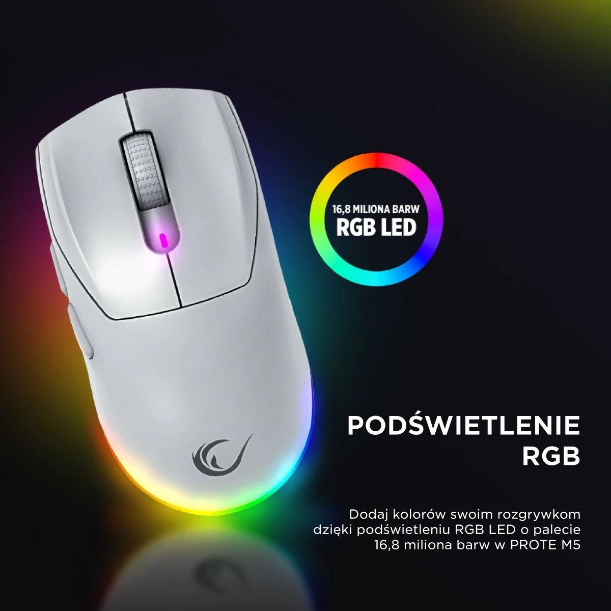 Maus Rampage Prote M5, 24000 DPI, RGB LED, wireless/wired, bardhë Maus Rampage Prote M5, 24000 DPI, RGB LED, wireless/wired, bardhë