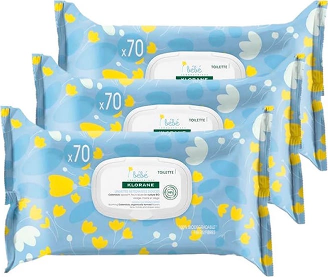 Letra të lagura për bebe Klorane Gentle Cleansing Wipes Calendula 3x70 copë