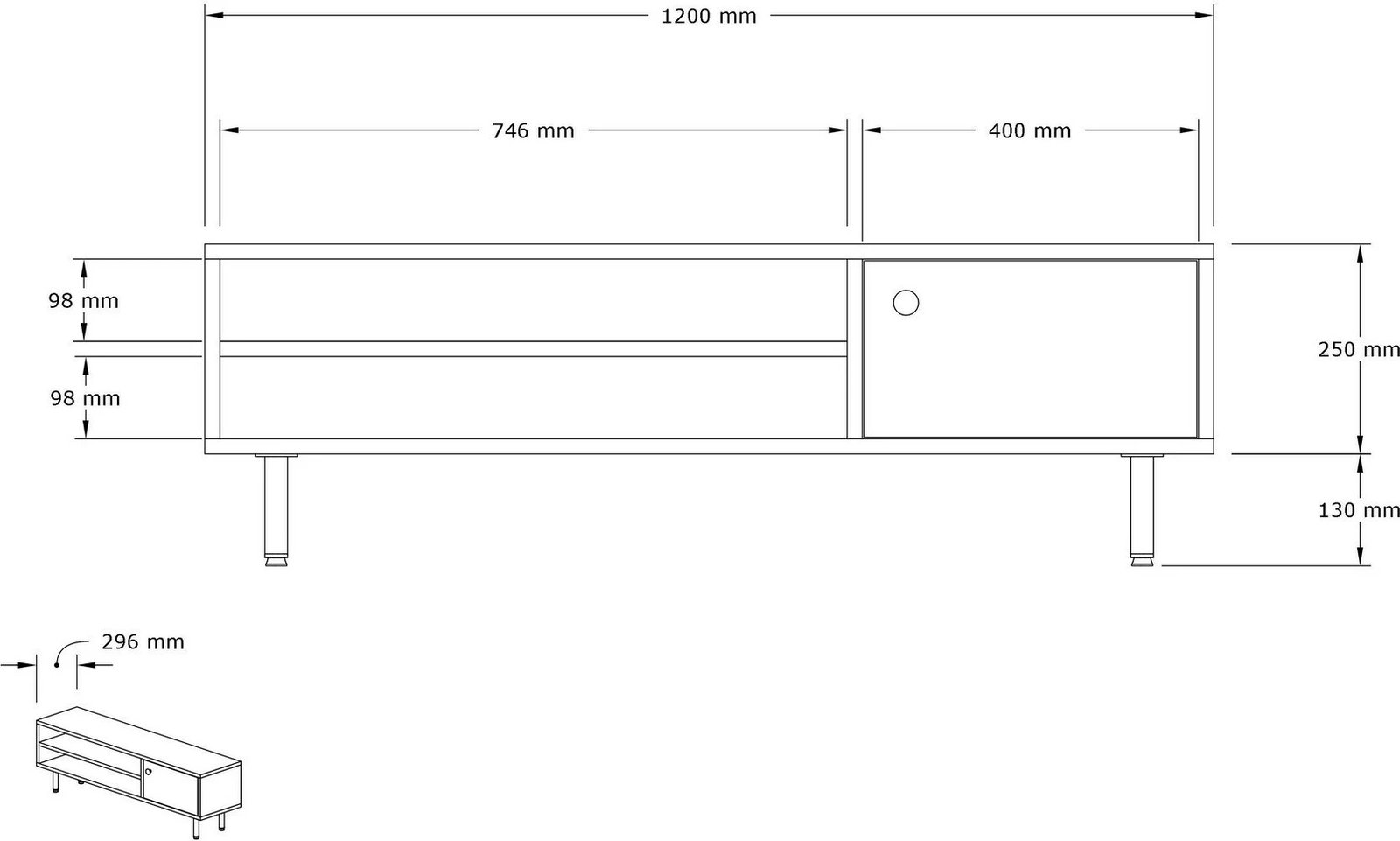 Konsolë TV Hanah Home, ngjyrë lis Sapphire Oak, 120x38x30cm Konsolë TV Hanah Home, ngjyrë lis Sapphire Oak, 120x38x30cm