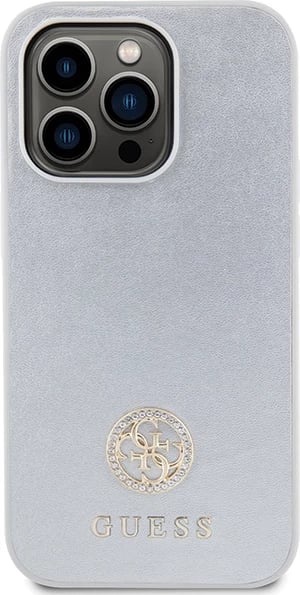 Mbështjellës Guess 4G Strass Metal Logo për iPhone 15 Pro, argjendtë