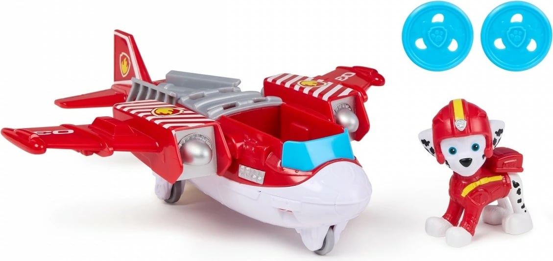 Lodër Paw Patrol Spin Master Marshall Air Rescue, me aeroplan, për fëmijë, Kuqe/Bardhë/Gri