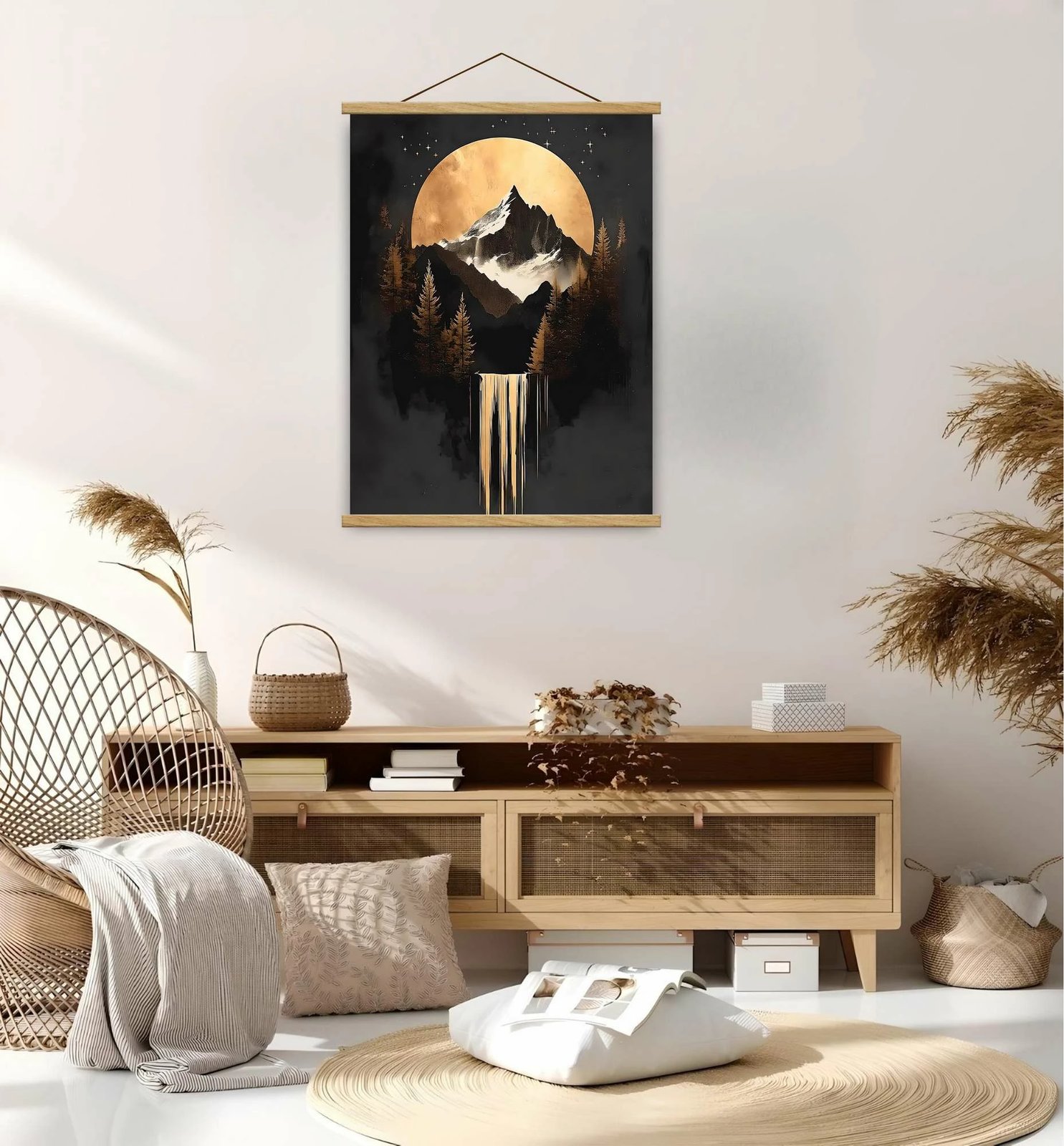 Pikturë dekorative me kornizë, Wallity, MRG78, ngjyrë ari, e zezë, argjend, 50x70cm