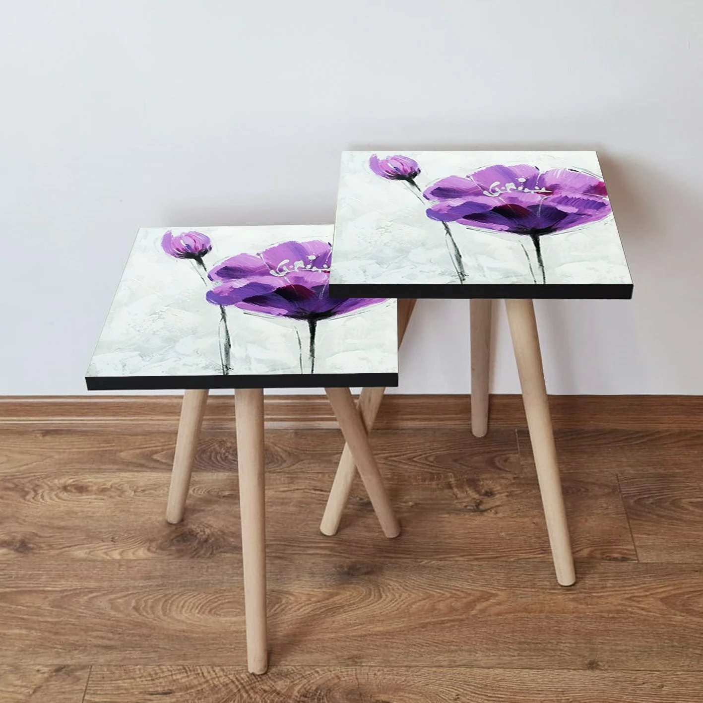 Tavolina ndihmëse të vendosshme (2 copë), Skye Decor, 2Shp312, ngjyrë lejla