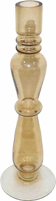 Mbajtës qirinjsh prej qelqi, ngjyrë mjaltë, 8x8x27cm