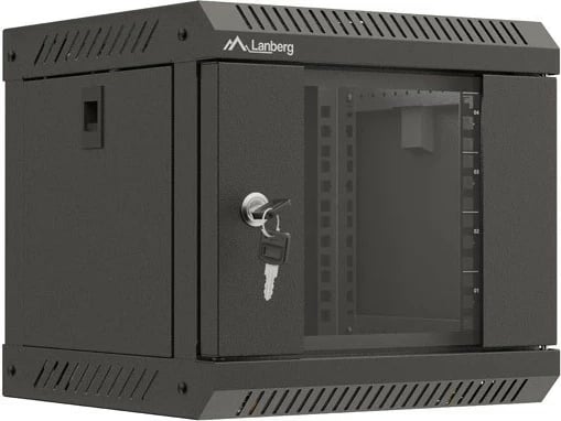 Kasë RACK LANBERG 10" 4U, e zezë, dyer xhami