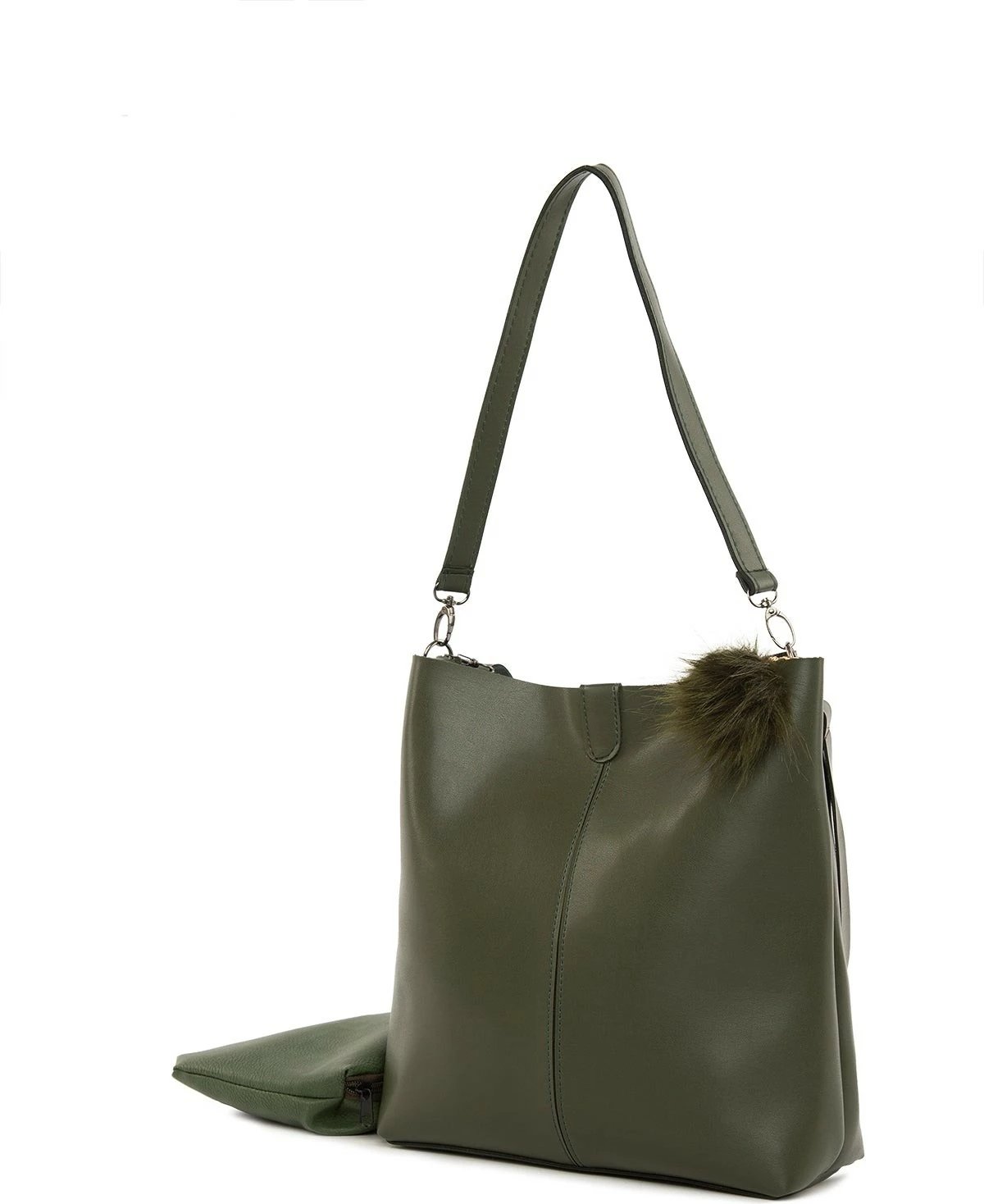 Çantë krahu Zoozie Bags, ngjyrë kaki, 32x30x10cm