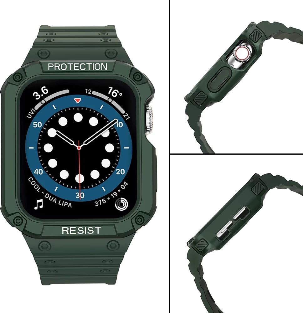 Rrip me kasë të blinduar për Apple Watch Hurtel Protect Strap Band, 41/40/38mm, e gjelbër