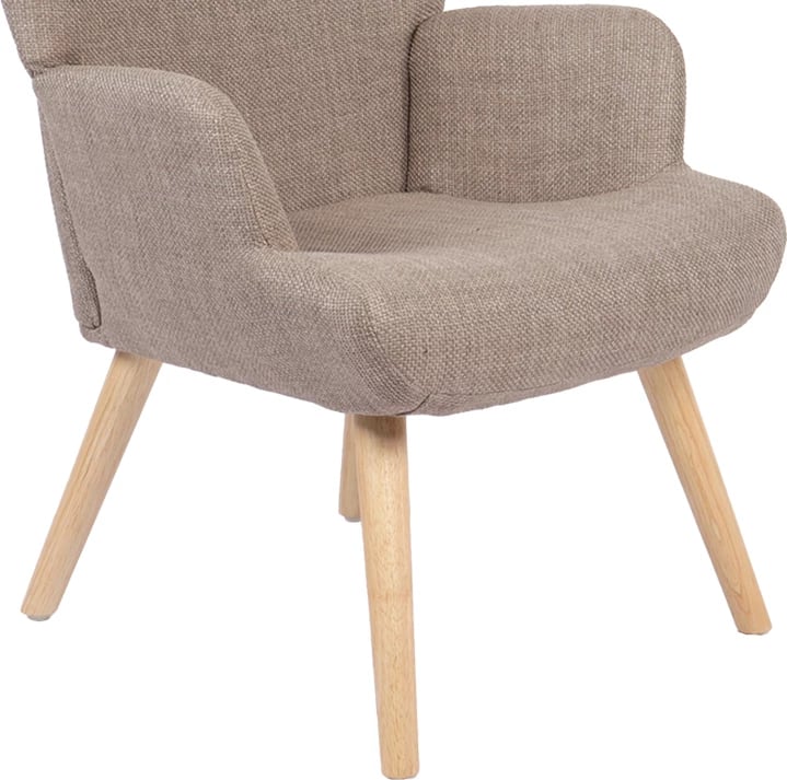 Fotel Gerlina, material gri-bezhë, këmbë ngjyrë natyrale, 71x64x94cm