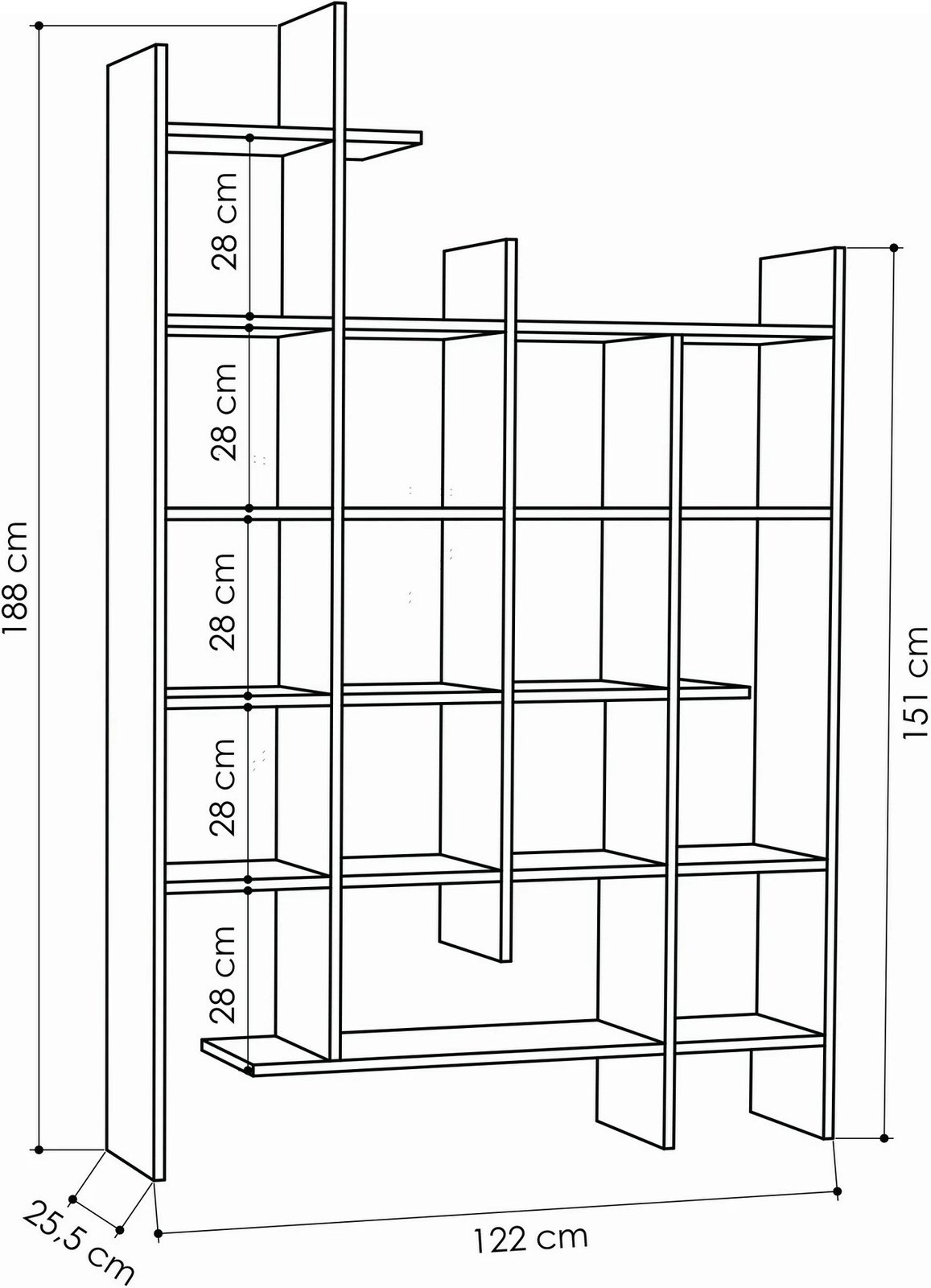 Raft librash Skye Decor, ngjyrë mocha e çelët, Manco