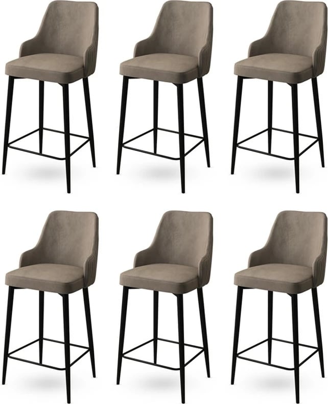 Set karrigesh për bar (6 copë), Hanah Home, Enox, kapuçino, e zezë