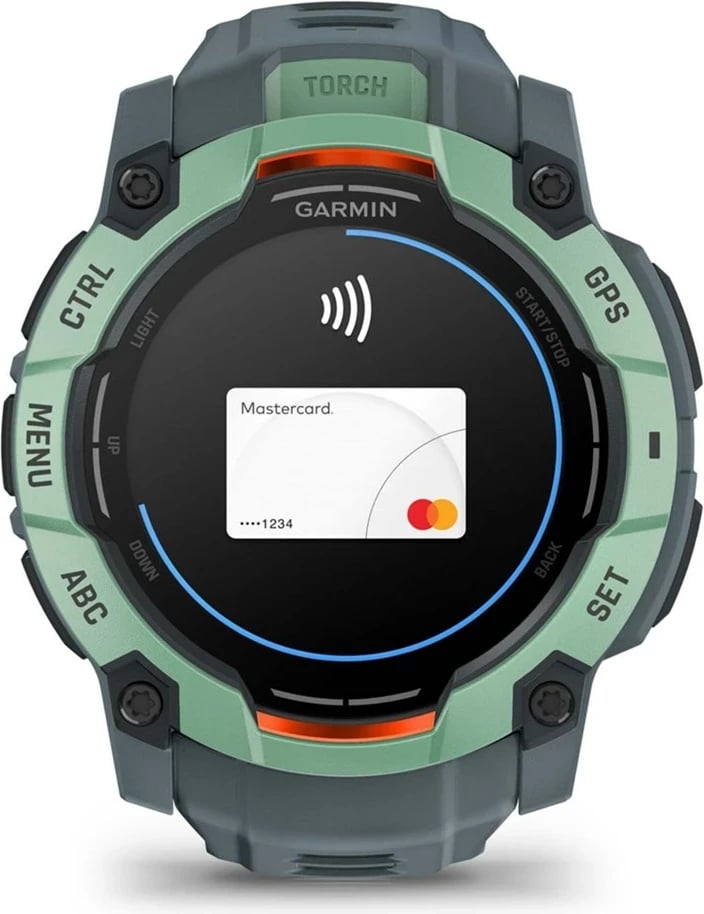 Orë sportive Garmin Instinct 3 AMOLED, 50mm, GPS, rrip silikoni, Gjelbër